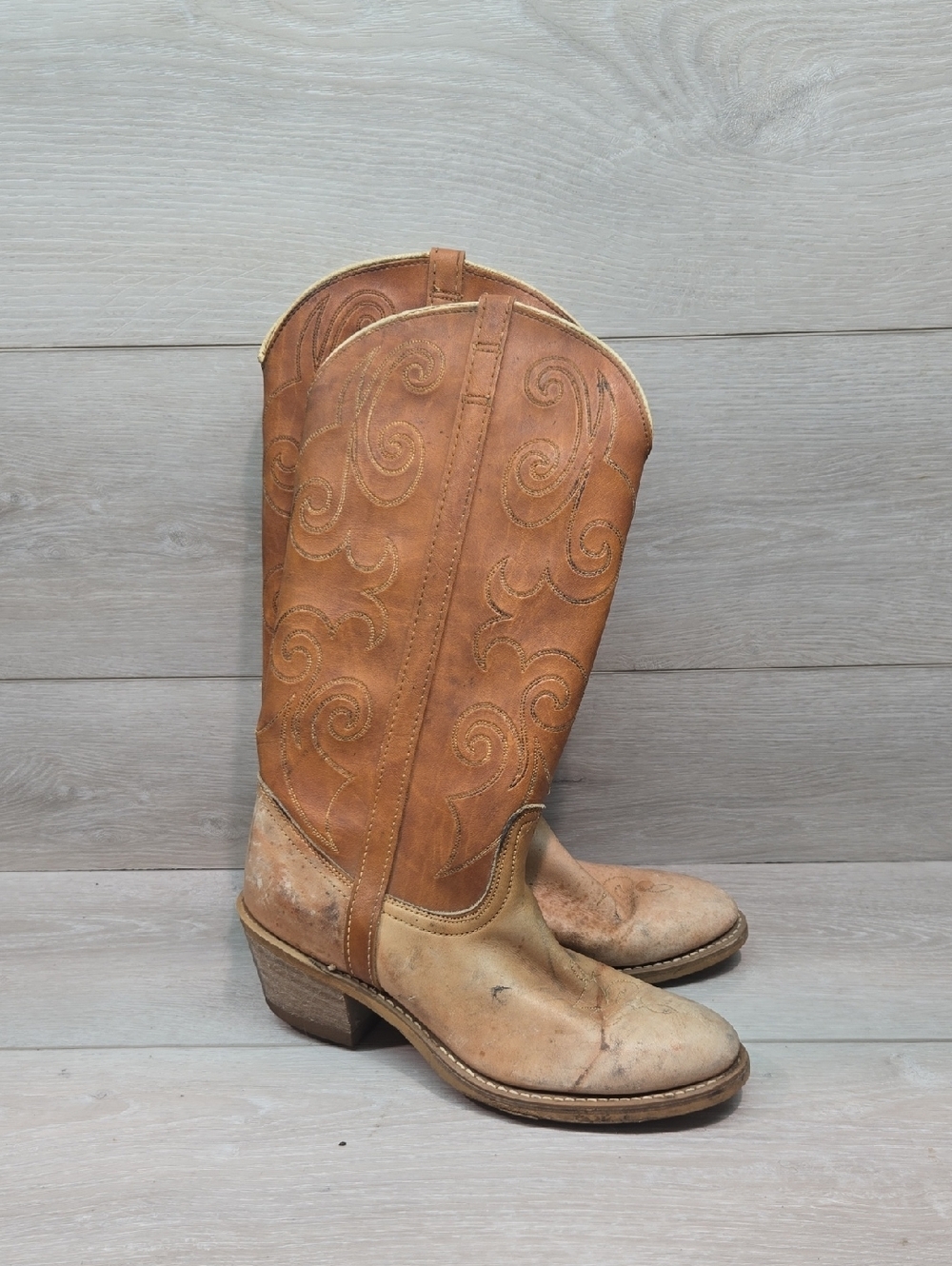 Vintage Dingo Women Western Moto Embroidered Leather Cowboy Boots Shoes Sz 5